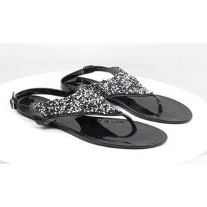 Olivia Miller AlessanoJelly Sandals, Black, Silver, Size 7